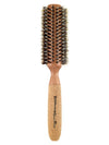 Wooden hairbrush with bristle bristles on a white background