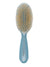 A blue toddler hair brush with natural boar bristles.