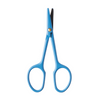 Blue baby nail scissors on a white background
