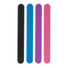 Four colorful nail files (black, blue, purple, pink) on a white background